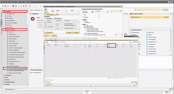 SAP Business One 9.0: Inventory Counting Transaction Reports